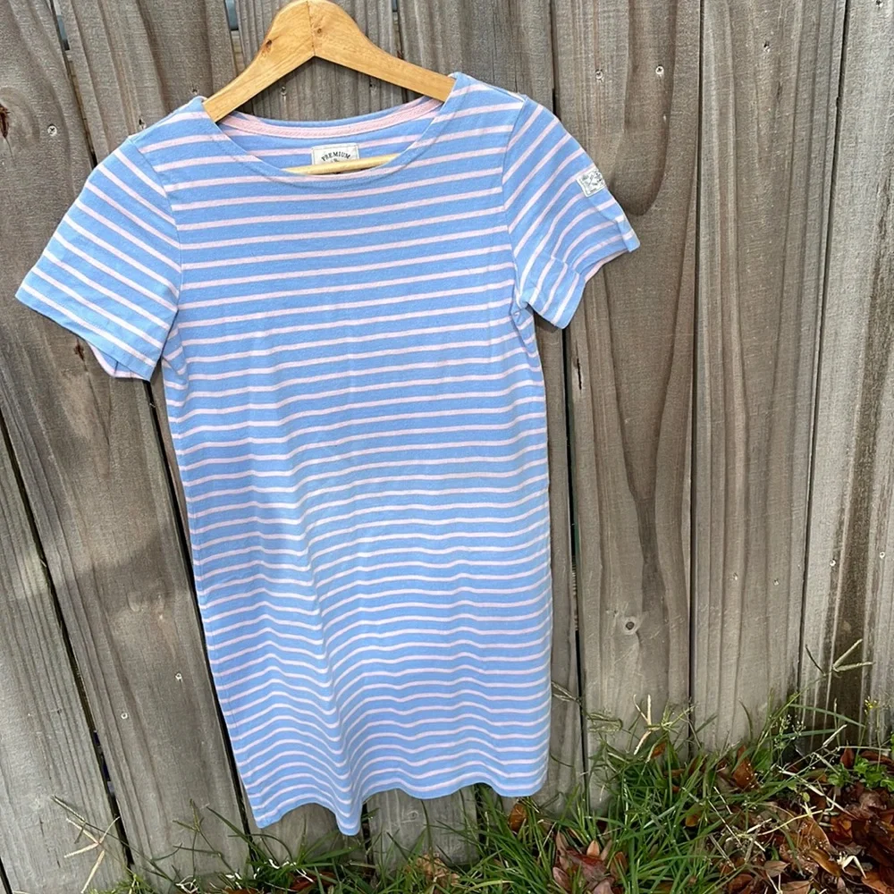 Joules short sleeve premium grade Cornflower Baby Blue and Pink dress Sz 8